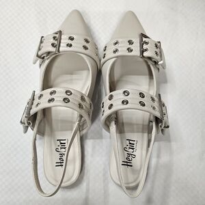 Corkys Hey Girl On The Prowl, Ivory Silver Buckle Size 9, NWOT Flats Balletcore